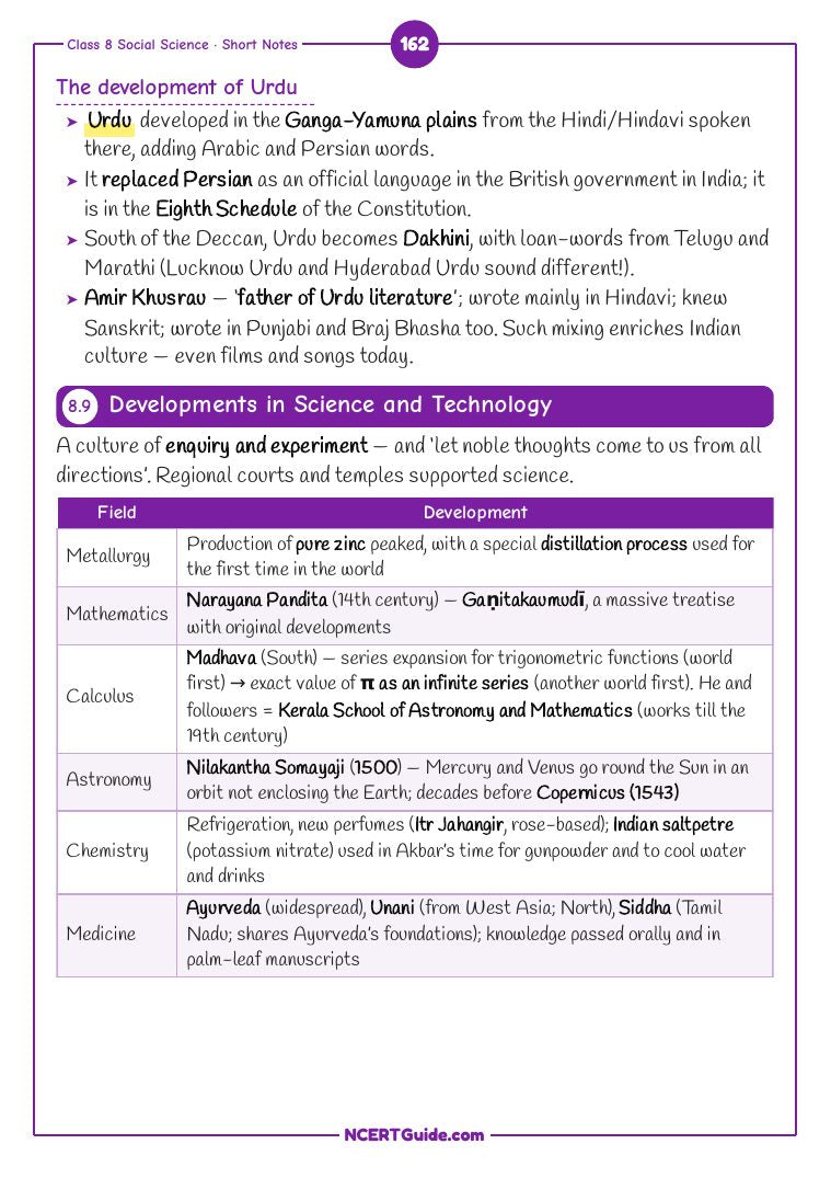Class 8 Social Science (Exploring Society Part 2) Chapter 8: Cultural Currents: 13th to 17th Centuries – real page from the NCERT Guide book