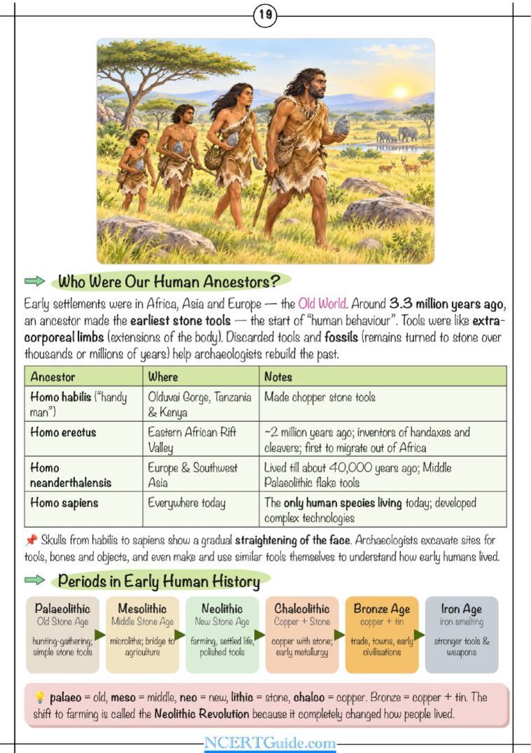 Class 9 Social Science (Understanding Society) Chapter 4: Early Humans and the Beginning of Civilisation – real page from the NCERT Guide book