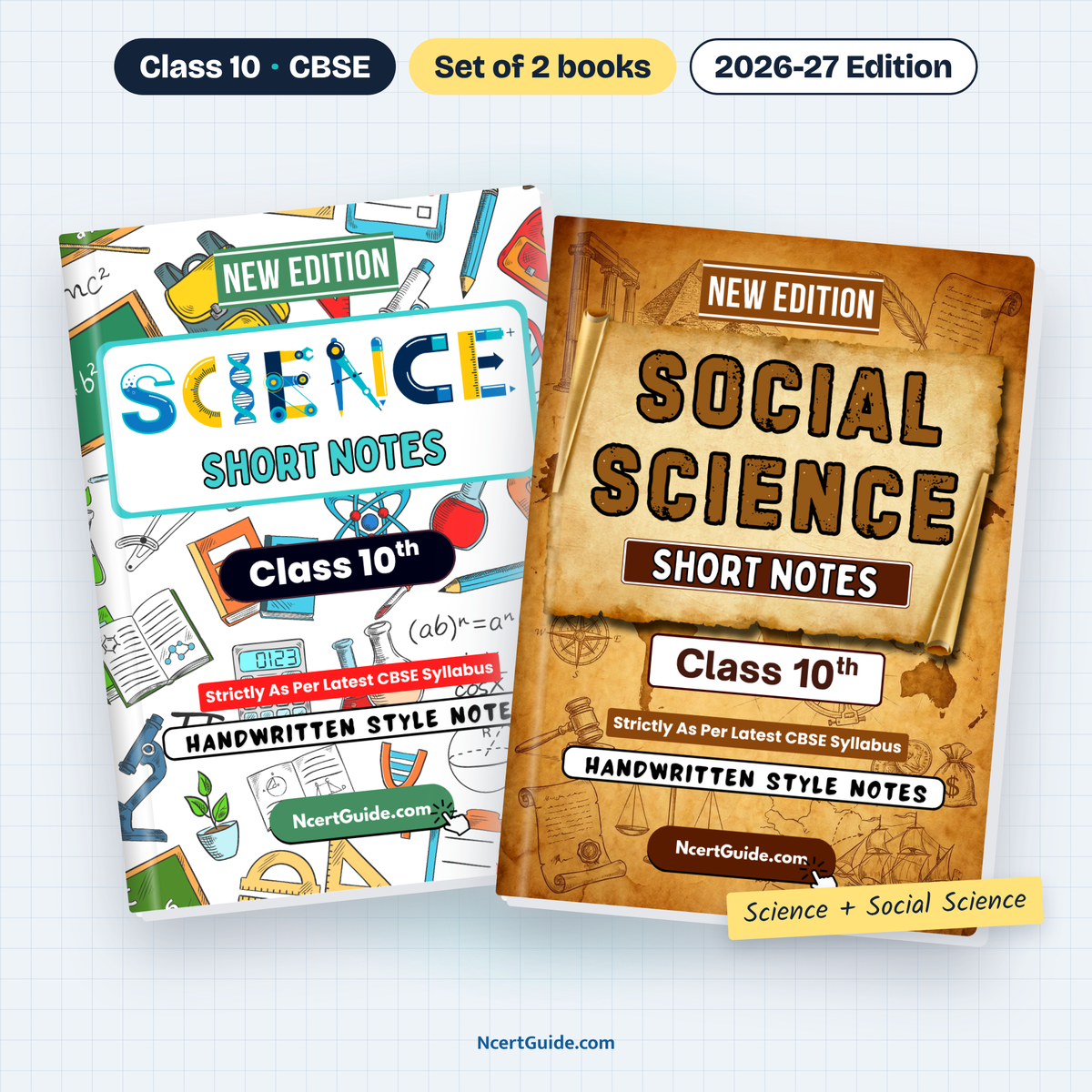Class 10 Science Short Notes 2026-27 – Science + Social Science set