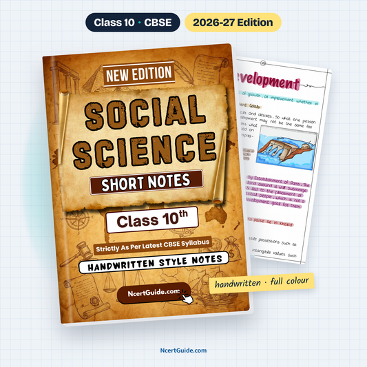 Class 10 Social Science Short Notes 2026-27 – book cover with inside page