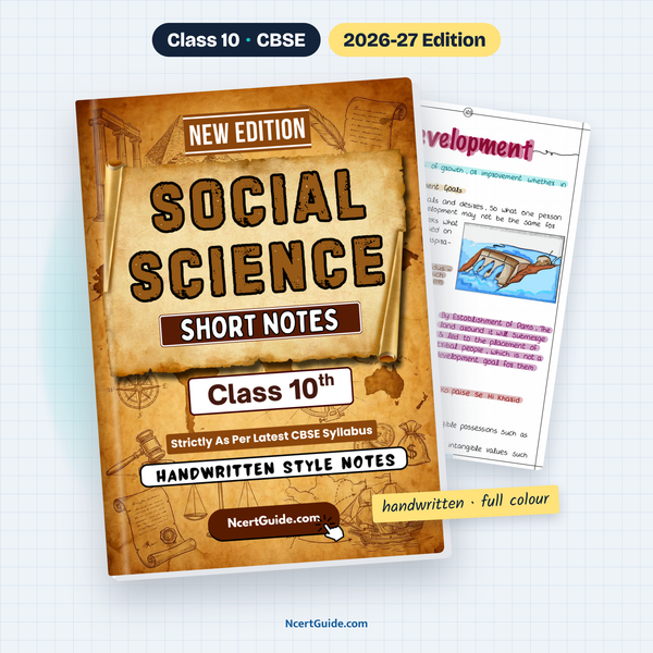 Class 10 Social Science Short Notes 2026-27 – book cover with inside page