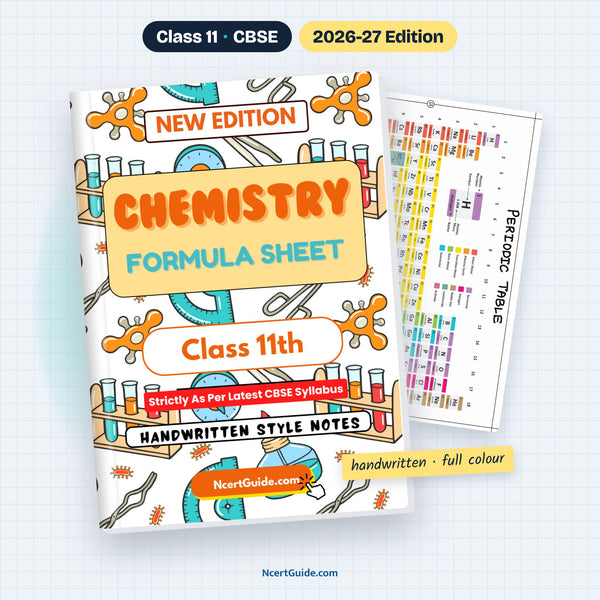 Class 11 Chemistry Formula Sheet 2026-27 – book cover with inside page