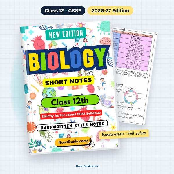 Class 12 Biology Short Notes 2026-27 – book cover with inside page