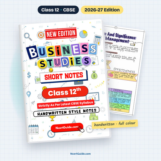 Class 12 Business Studies Short Notes 2026-27 – book cover with inside page
