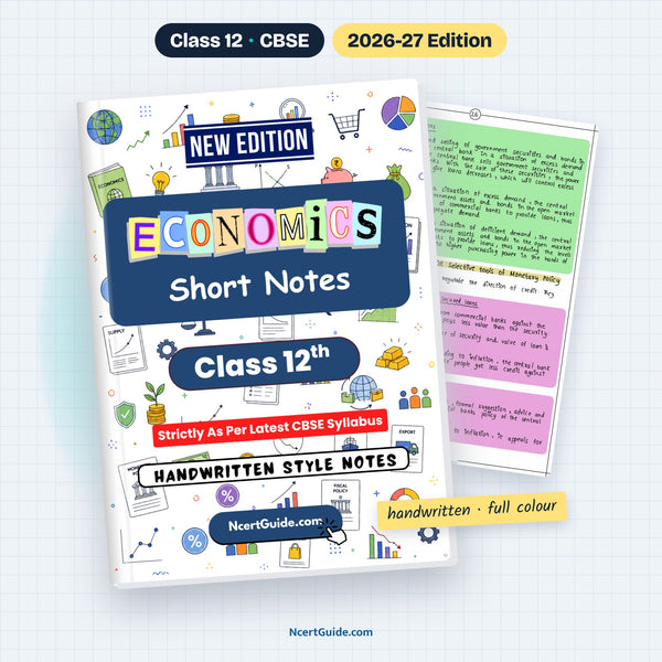 Class 12 Economics Short Notes 2026-27 – book cover with inside page