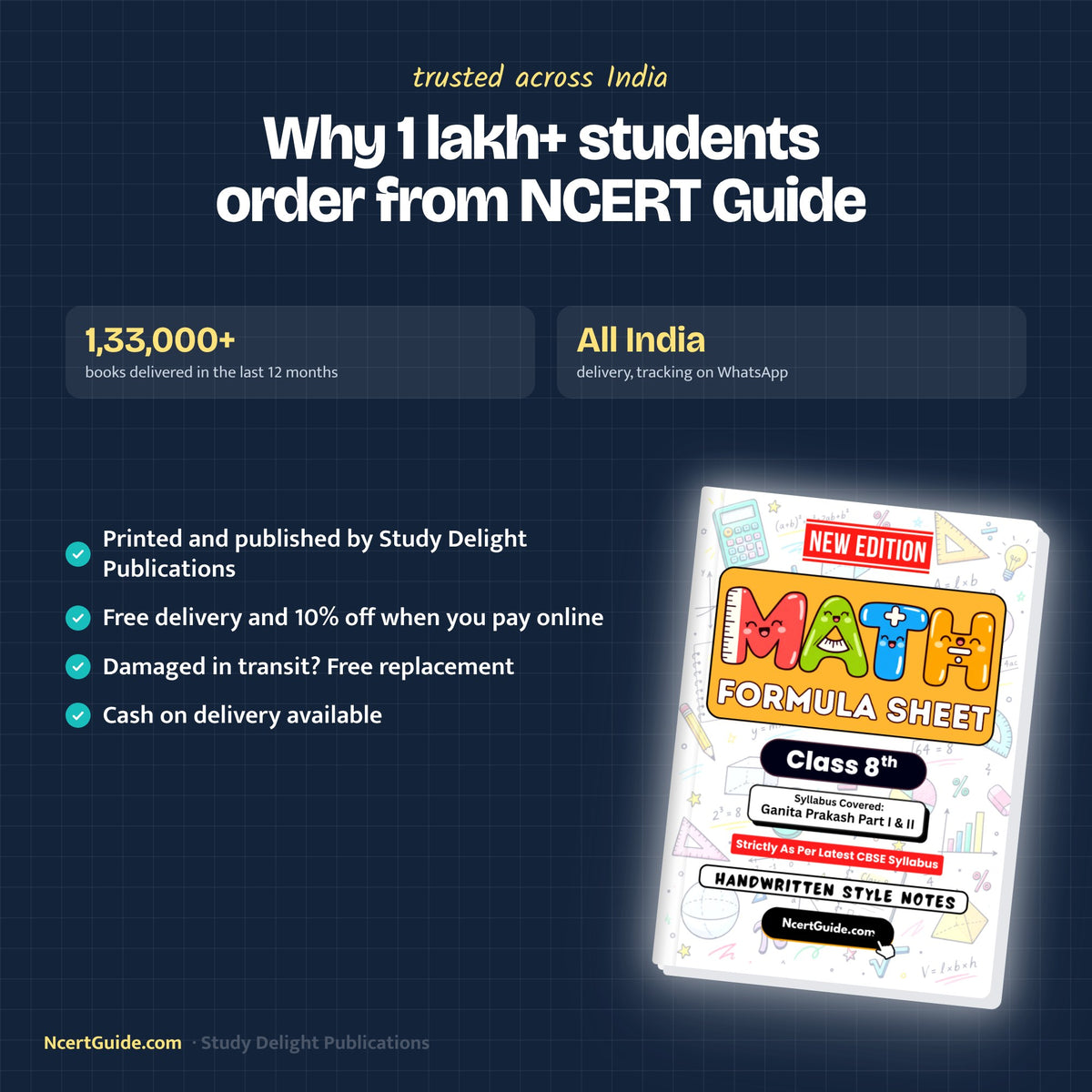 Class 8 Maths Formula Sheet 2026-27 – why students order from NcertGuide