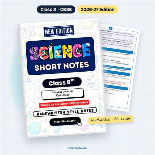 Class 8 Science Short Notes 2026-27 – book cover with inside page