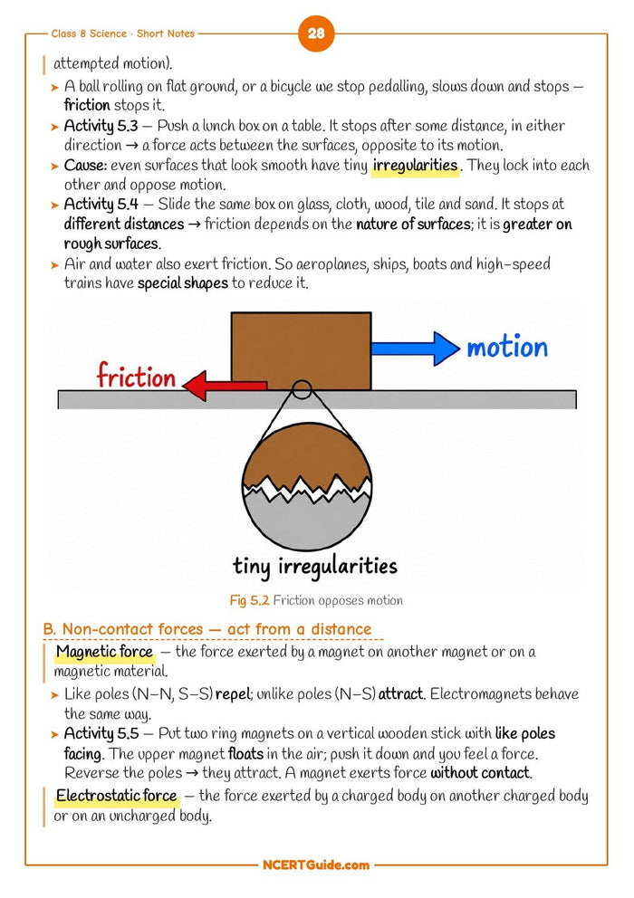 Class 8 Science Short Notes 2026-27 – inside page 3