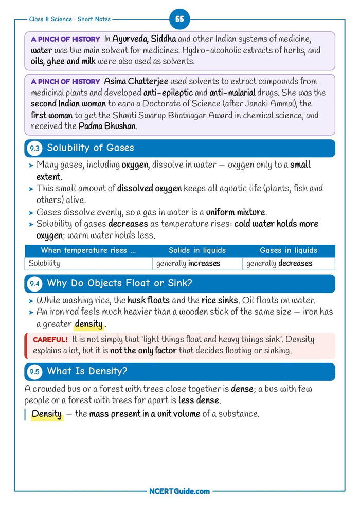 Class 8 Science Short Notes 2026-27 – inside page 6