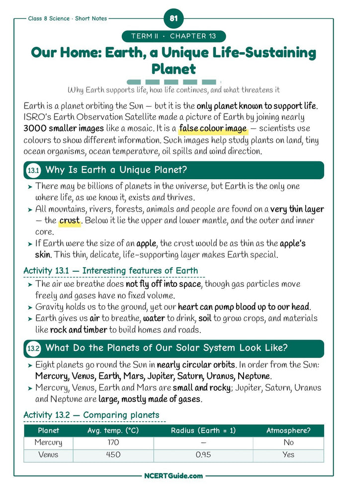 Class 8 Science Short Notes 2026-27 – inside page 7