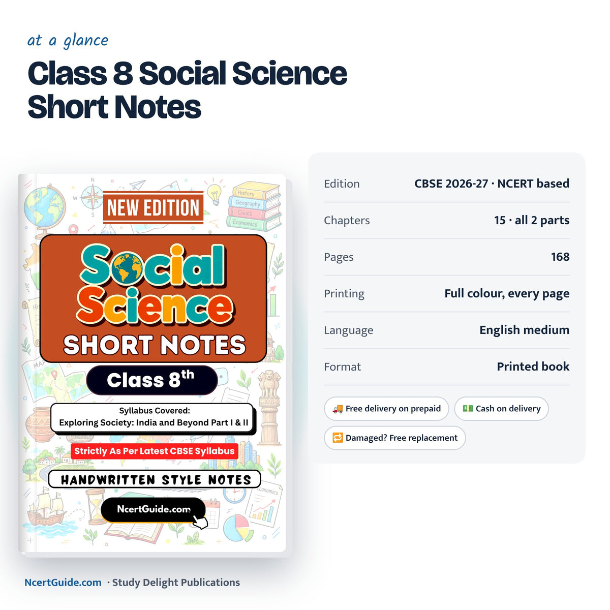 Class 8 Social Science Short Notes 2026-27 – specifications