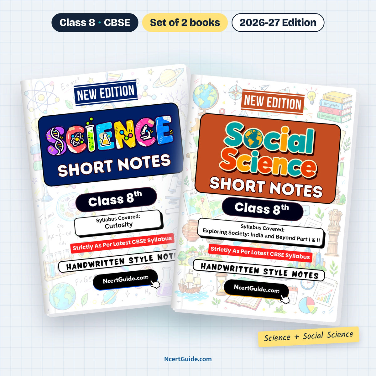 Class 8 Social Science Short Notes 2026-27 – Science + Social Science set