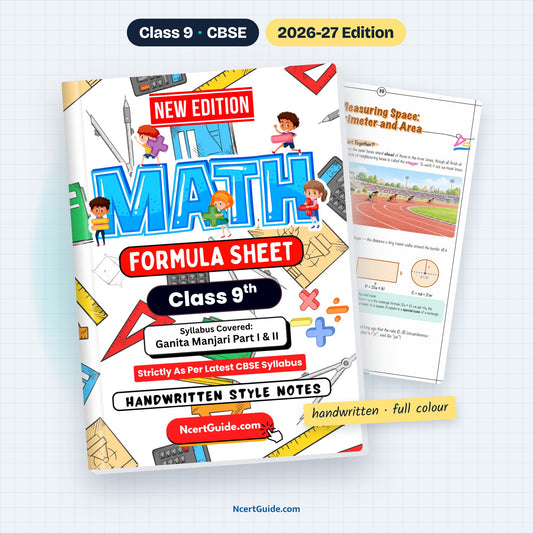Class 9 Maths Formula Sheet 2026-27 – book cover with inside page