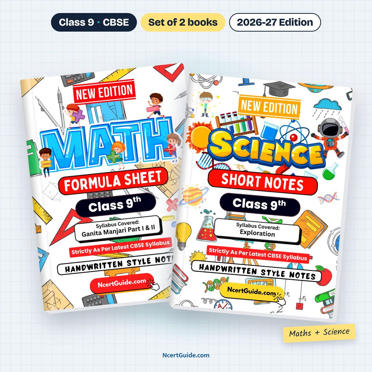 Class 9 Maths Formula Sheet 2026-27 – Maths + Science set