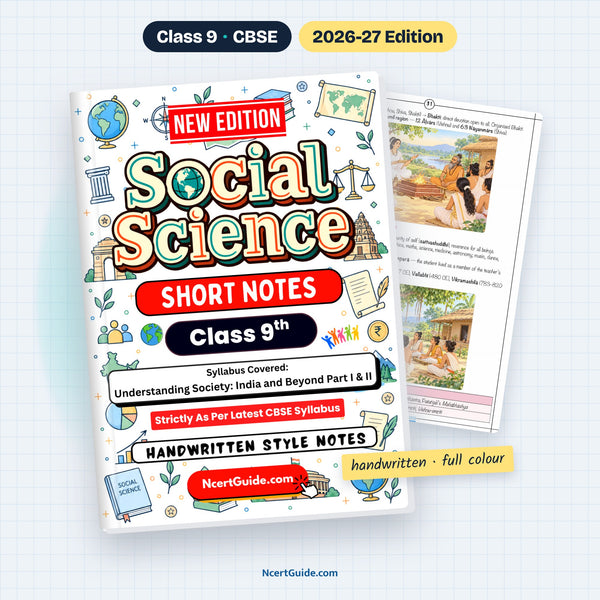 Class 9 Social Science Short Notes 2026-27 – book cover with inside page