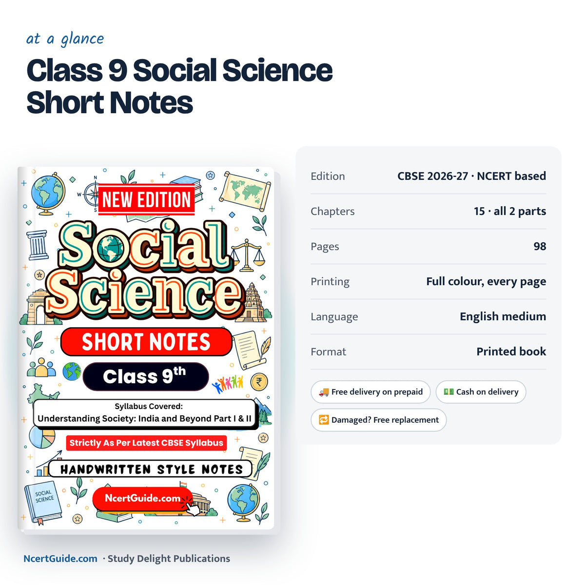 Class 9 Social Science Short Notes 2026-27 – specifications