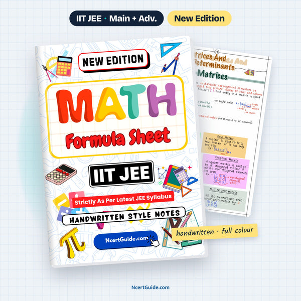 IIT JEE Maths Formula Sheet – book cover with inside page