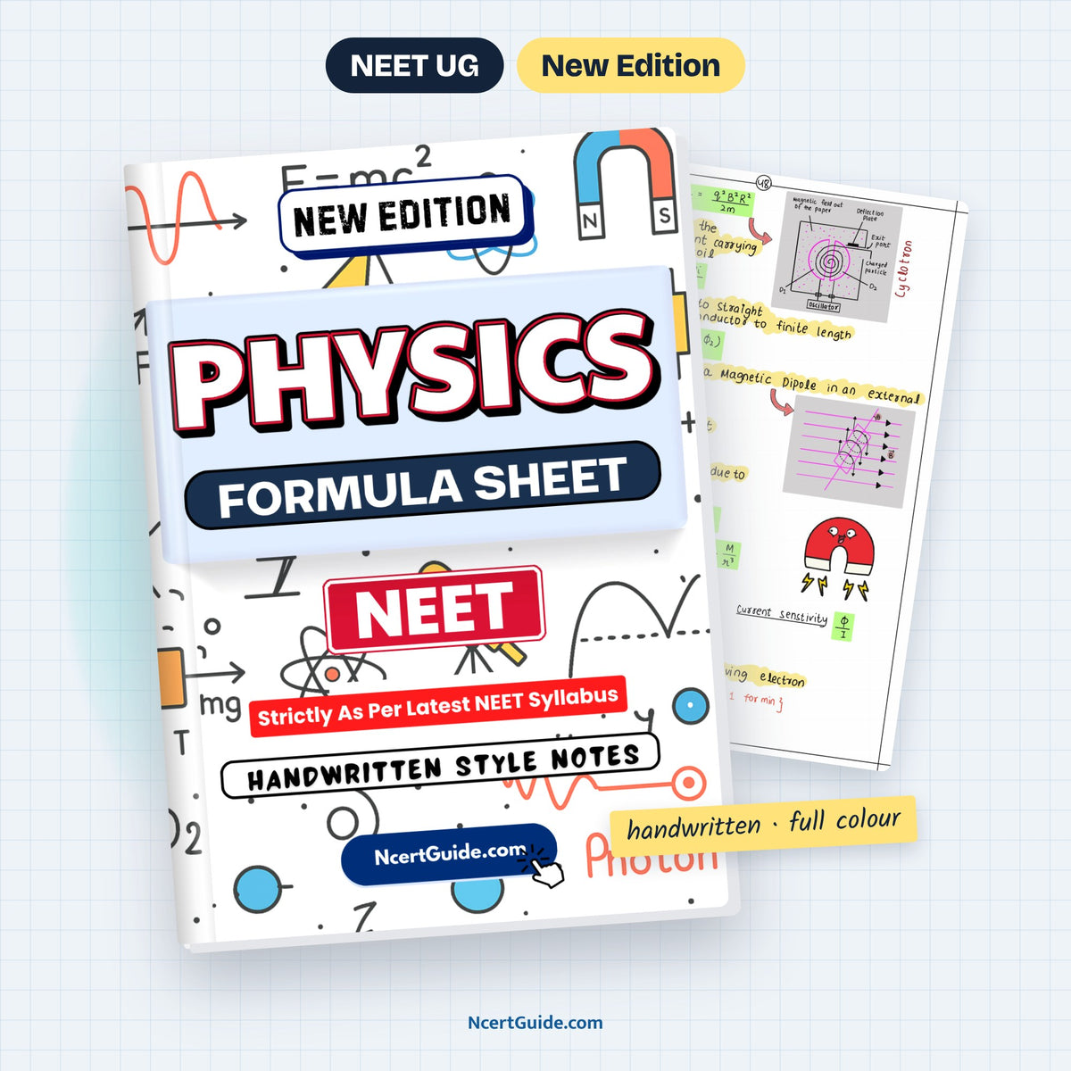 NEET Physics Formula Sheet – book cover with inside page