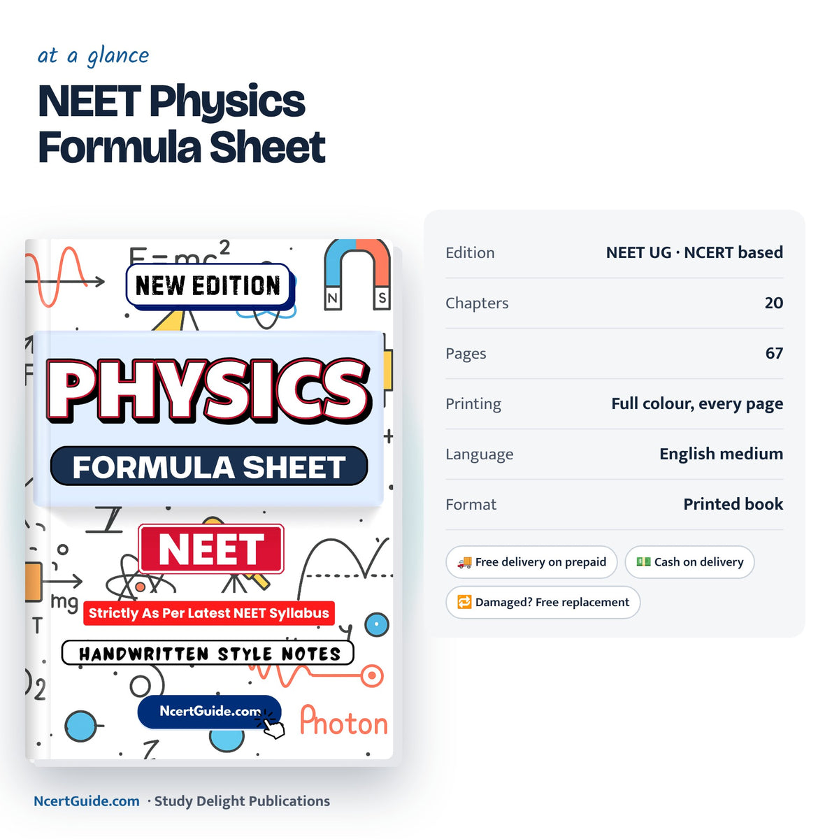 NEET Physics Formula Sheet – specifications