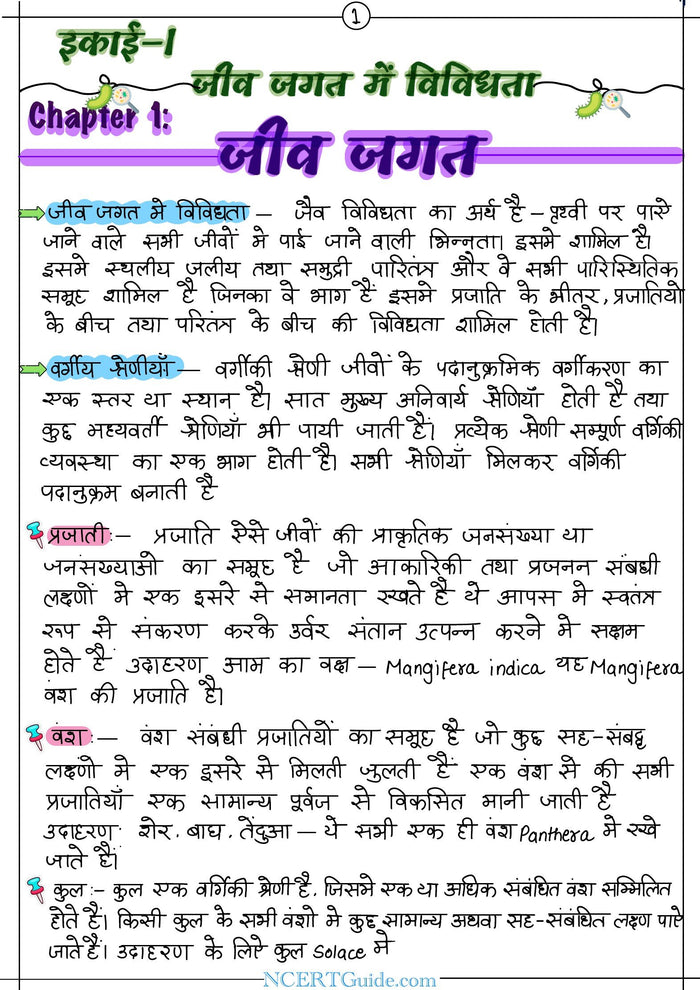 NEET Biology Short Notes 2027 – Hindi Medium (Jeev Vigyan) – inside page 1
