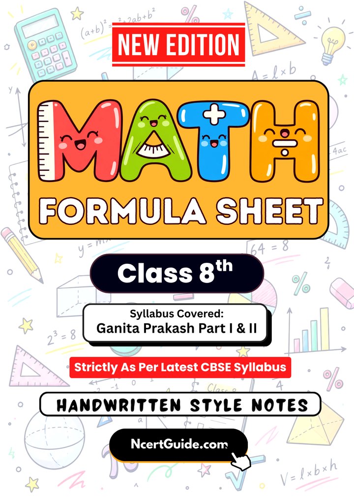 Class 8 Maths Formula Sheet cover